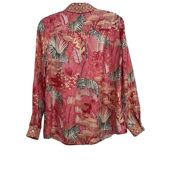 J McLaughlin Darcey Silk Viscose Button Up Shirt Animal Print Sz XS Zebra - Picture 3 of 11